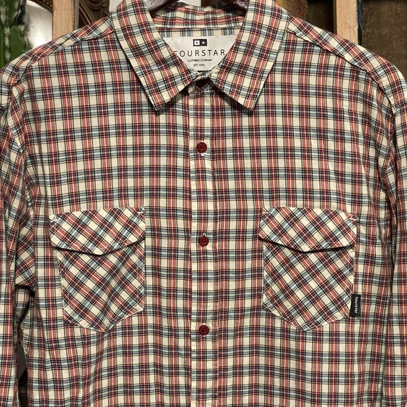 Fourstar Clothing Collective long sleeve plaid button down shirt. EUC. Size XL - Picture 2 of 5